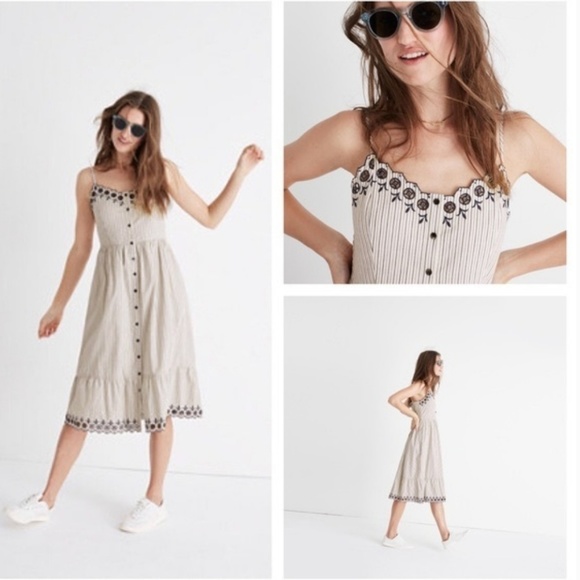 Madewell Dresses & Skirts - Madewell Embroidered Button Down Midi Dress